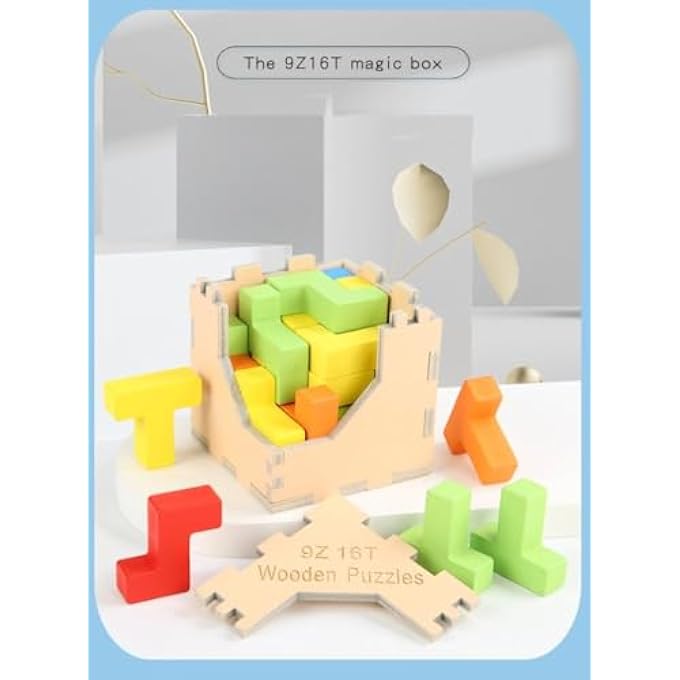 WOODEN 3D BRAIN TEASER PUZZLE,LOGICAL SKILL BUILDER EDUCATIONAL WITH UNIQUE INTERLOCKING BLOCKS  MIND CHALLENGE BUILDING GAME, THOUGHT-PROVOKING & FUN GIFT - Image 2